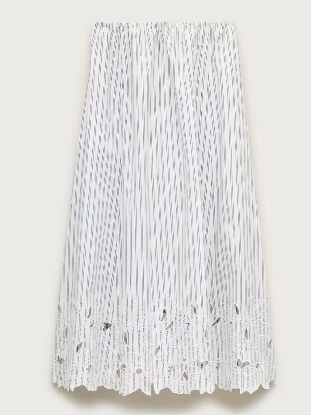 j.crew embroidered pull-on midi skirt in striped cotton poplin. size: l.